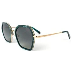 Lunettes De Soleil Binocle Eyewear Agatha Shiny Gold Tortoise Emeraude Gradient Grey Polarized
